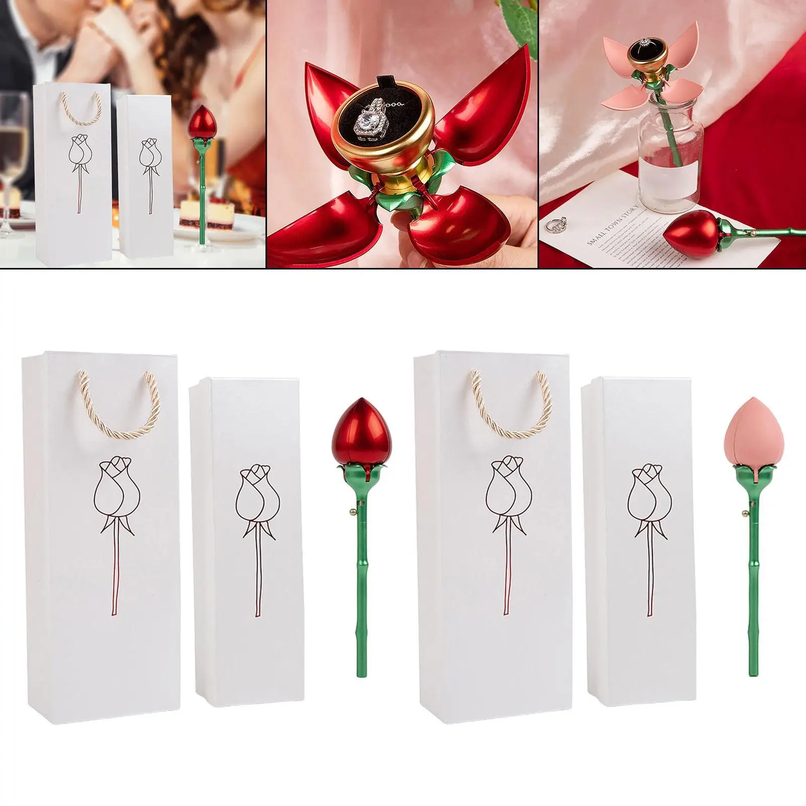 

Rose Jewelry Box Jewelry Storage Case Centerpiece, Elegant, Display Case Decorative Jewelry Holder for Engagement Ceremony