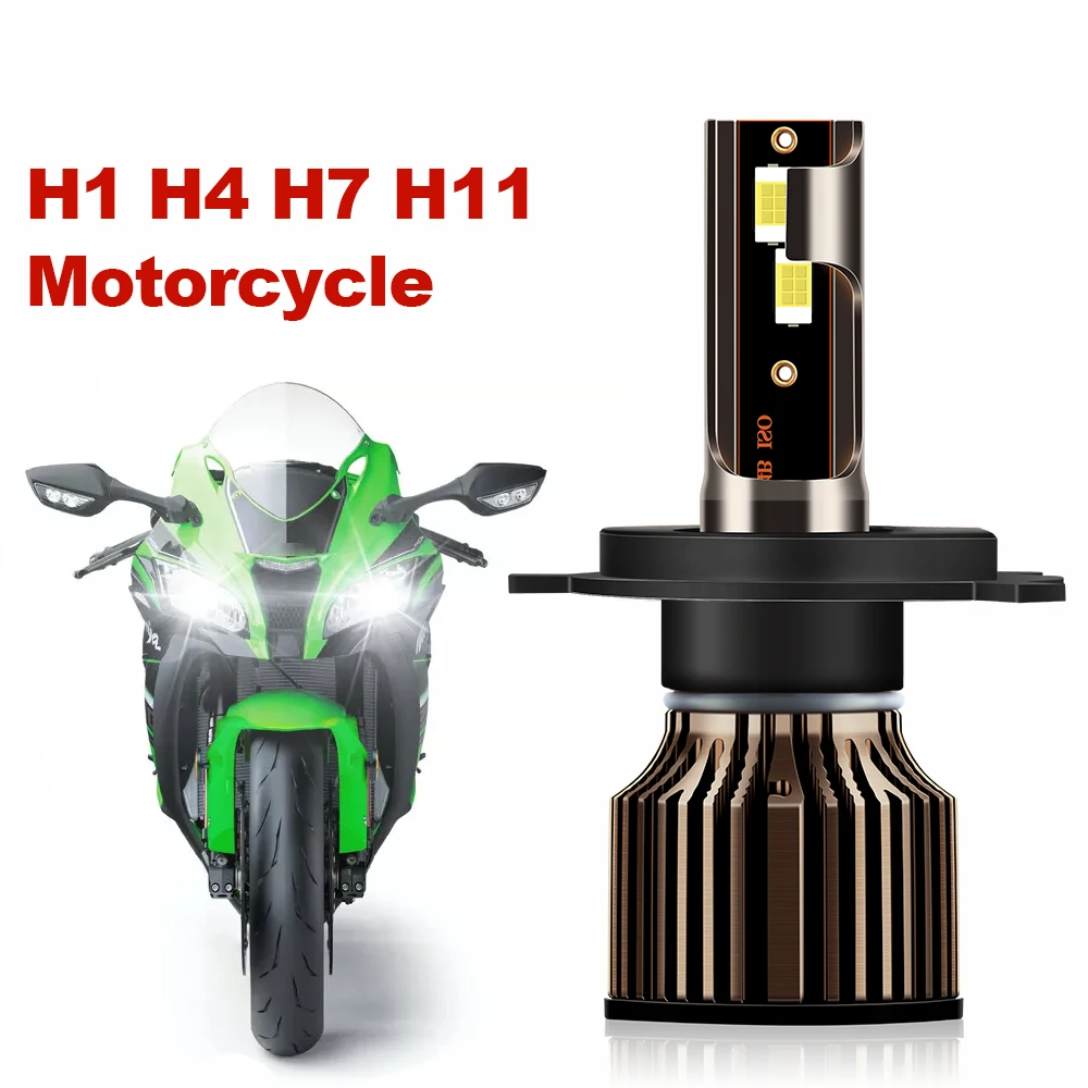 1PC H4 H1 H7 H11 H3 LED Motorcycle Headlight Bulb 10000LM 75W High Low 6500K Motor Bike Headlamp with Turbo Fan 12V Plug&Play