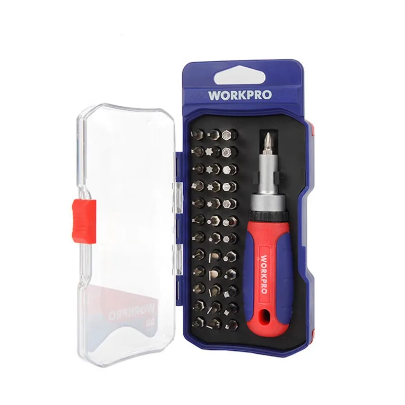 WORKPRO 38Pcs Ratcheting Screwdriver Set CR-V Steel Magnetic Bit Holder WP200517