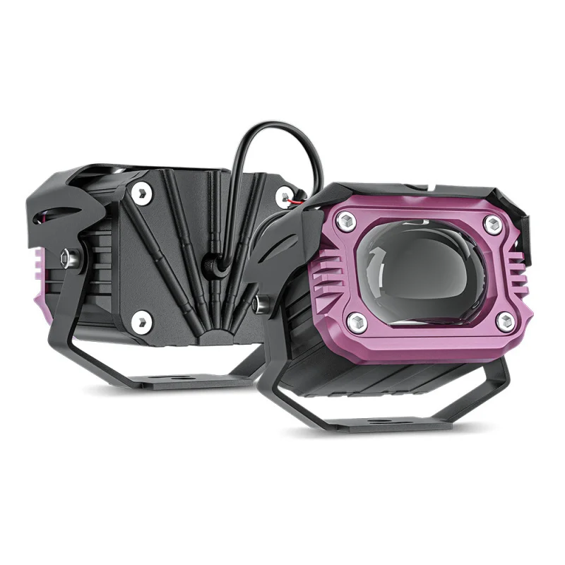 For Car Motorcycle Square Headlight  Far Near Mini Lens Modification Amazon eBay Hot Sale Dual Color Flashing
