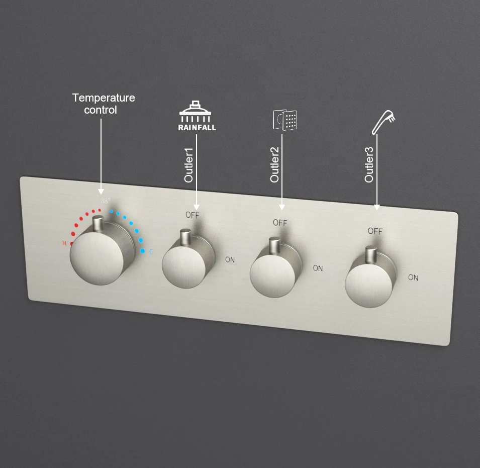 Can Run Simultaneously Water Pressure Thermostatic Diverter 3 Outlet Brass Shower Mixer Valve Cartridge
