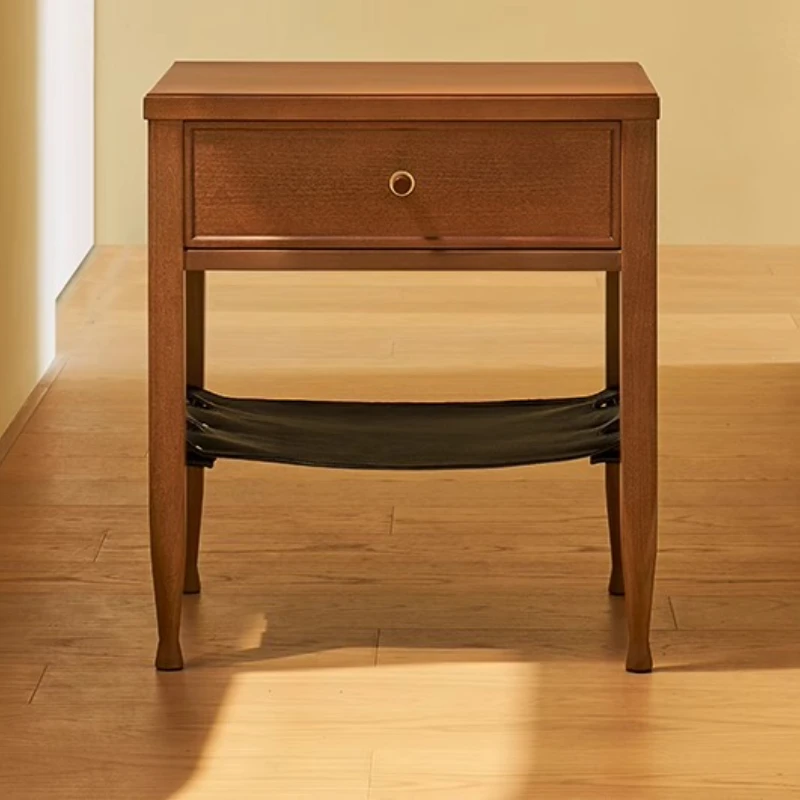 

Vintage Nordic minimalist leather bedroom storage designer bedside cabinet