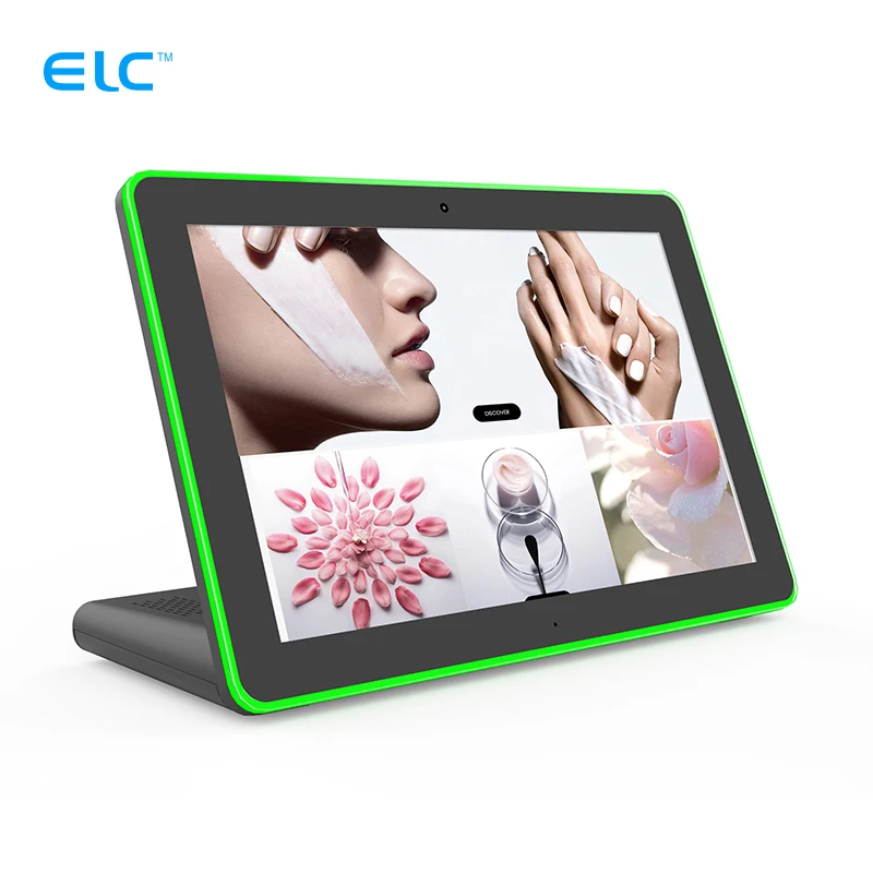 L shape RK3128 touch Customer Feedback Camera Restaurant face recognition led lights all around desktop android tablet