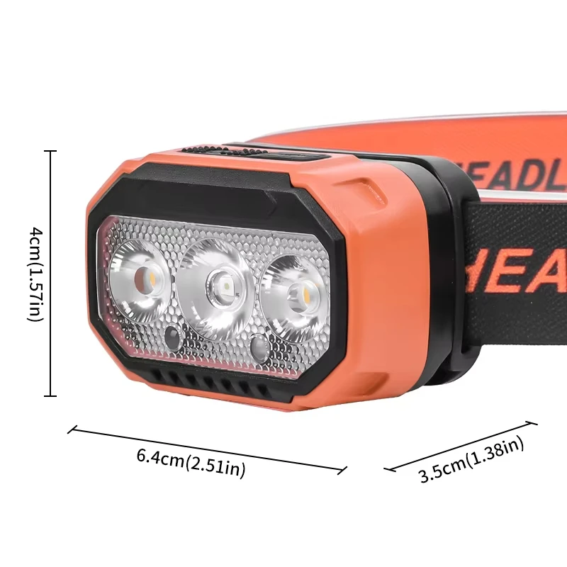 USB Rechargeable LED Headlamp,Ultra-Bright Headlight with 6 Modes,USB Charging,45° Adjustable,Long-Lasting for Camping,Running