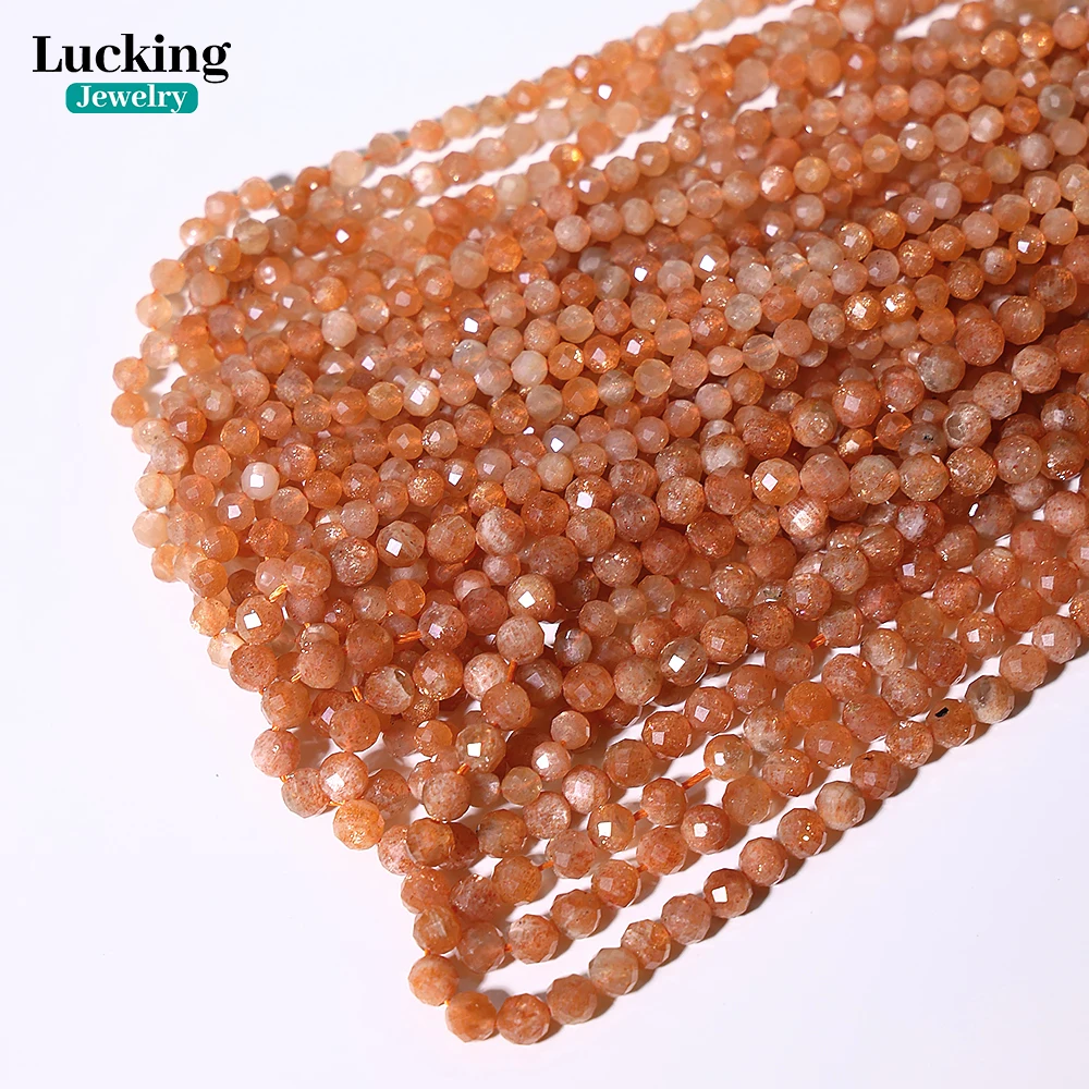 

Natural Golden Sunstone Faceted Beads 4-5mm - Sparkling Strand for DIY Jewelry Making, Healing Crystal Strand