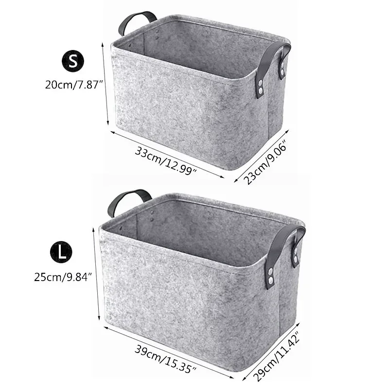 1pc Felt Storage Basket Handle Nordic Large Storage Box  Living Room Sundries Storage Baskets Folding Bedroom Cloth Organizer