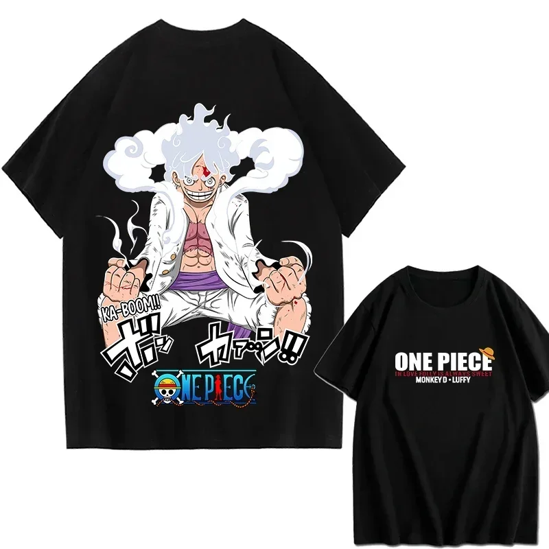 Ropa de verano Y2k, camiseta gráfica para hombre de una pieza, Luffy Gear 5 Nika, Camiseta estampada de Anime para mujer, camiseta de manga corta, ropa de calle, Tops informales