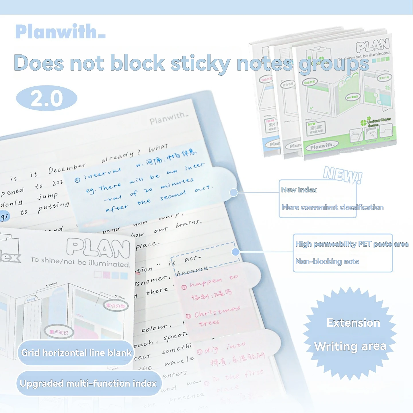 1PC Unobstructed Sticky Note Set 2.0 With Any Expansion Sticker That Can Be Torn Folded And Error Corrected