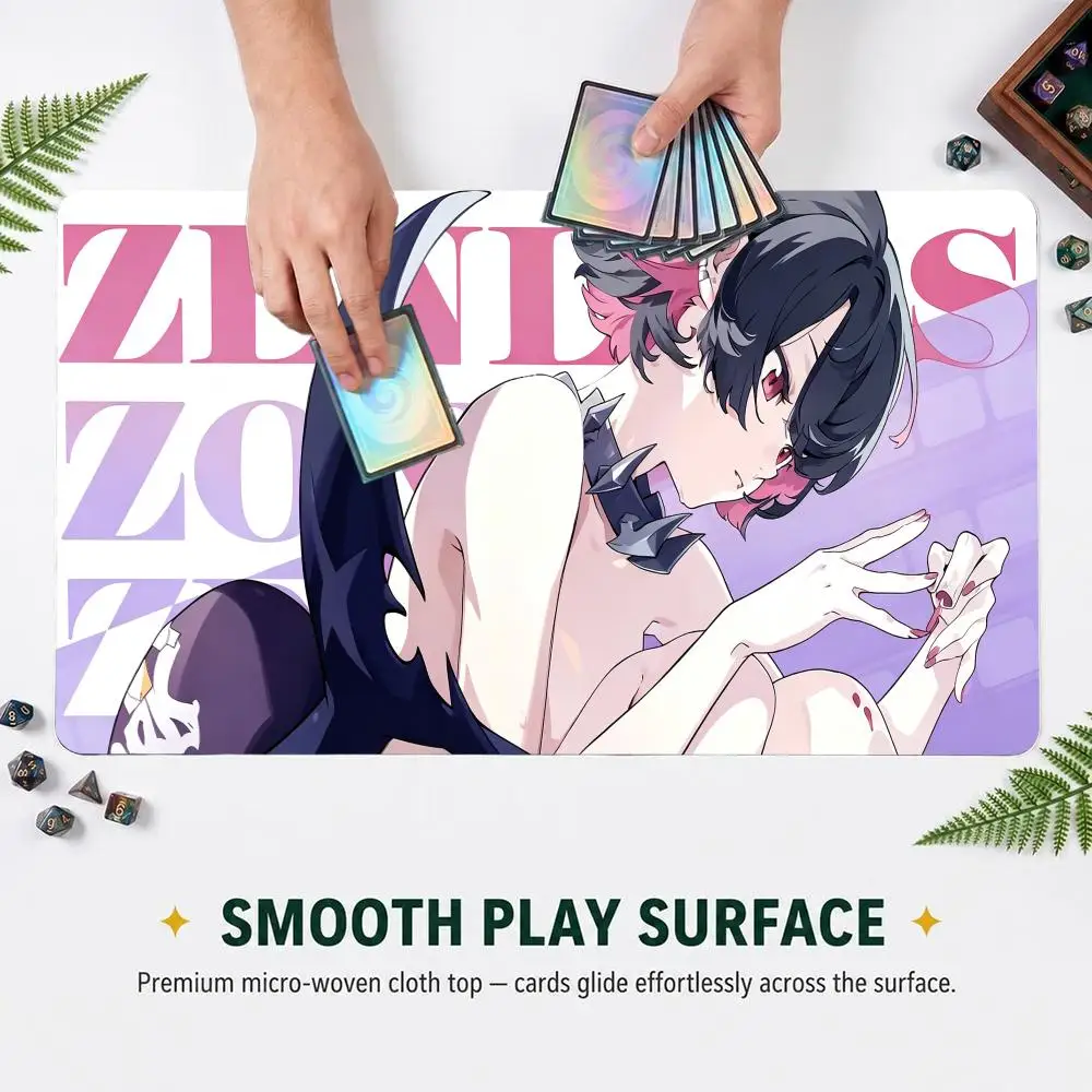 60X35CM Zenless Zone Zero Ellen Joe Shark Girl Play mat Non-Slip Rubber Base Stitched Edge Large Table Mat for Card Game