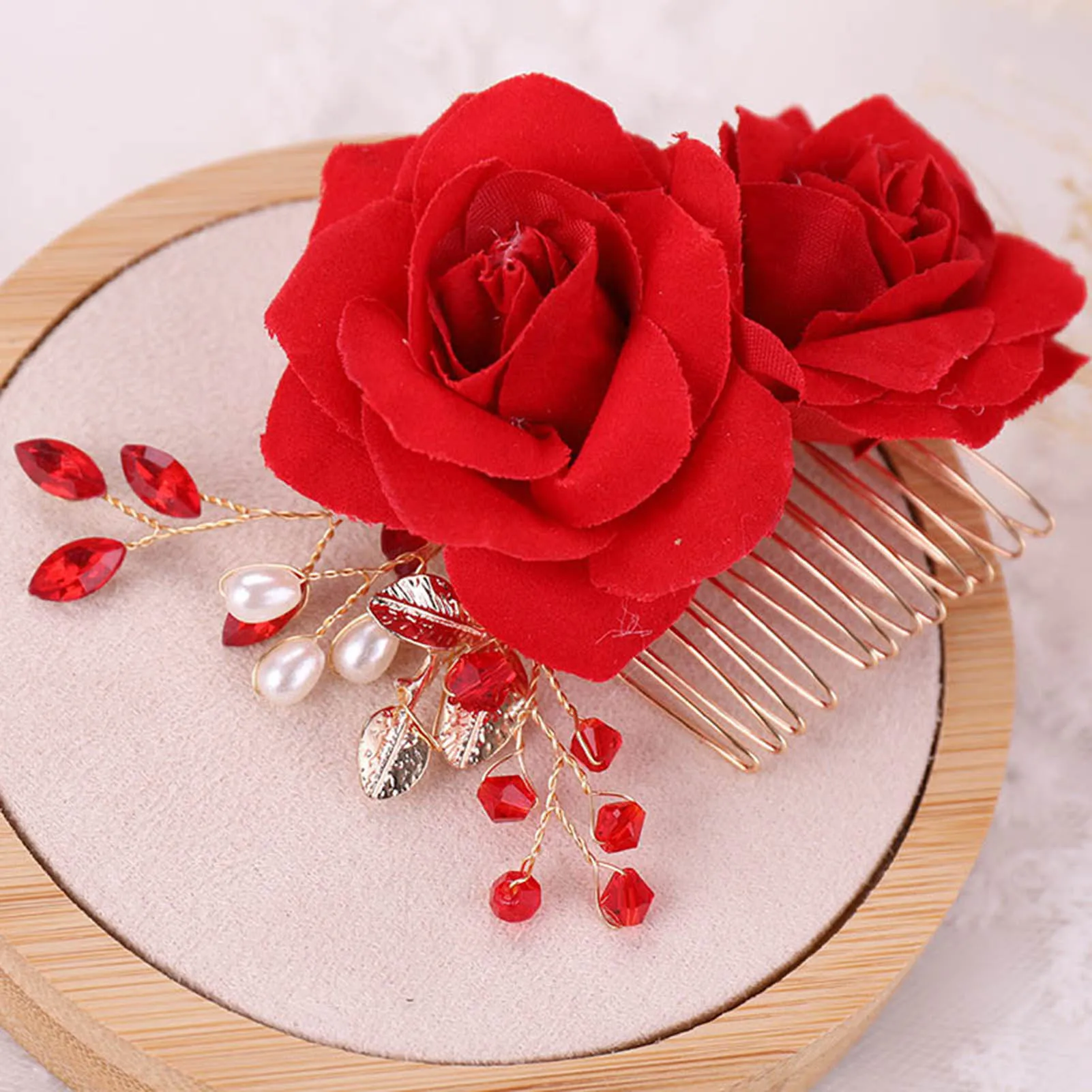 Elegant Hair Comb Floral Headpiece for Wedding Bridal Party Rose Flower Hair Accessory for Formal Occasion Stylish Jewelry