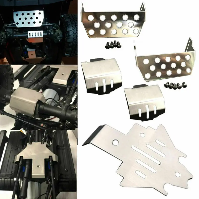 Chassi de aço inoxidável armadura eixo protetor skid placa substituição reparação parte para 1/10 traxxas TRX-4 corrida rc acessórios do carro