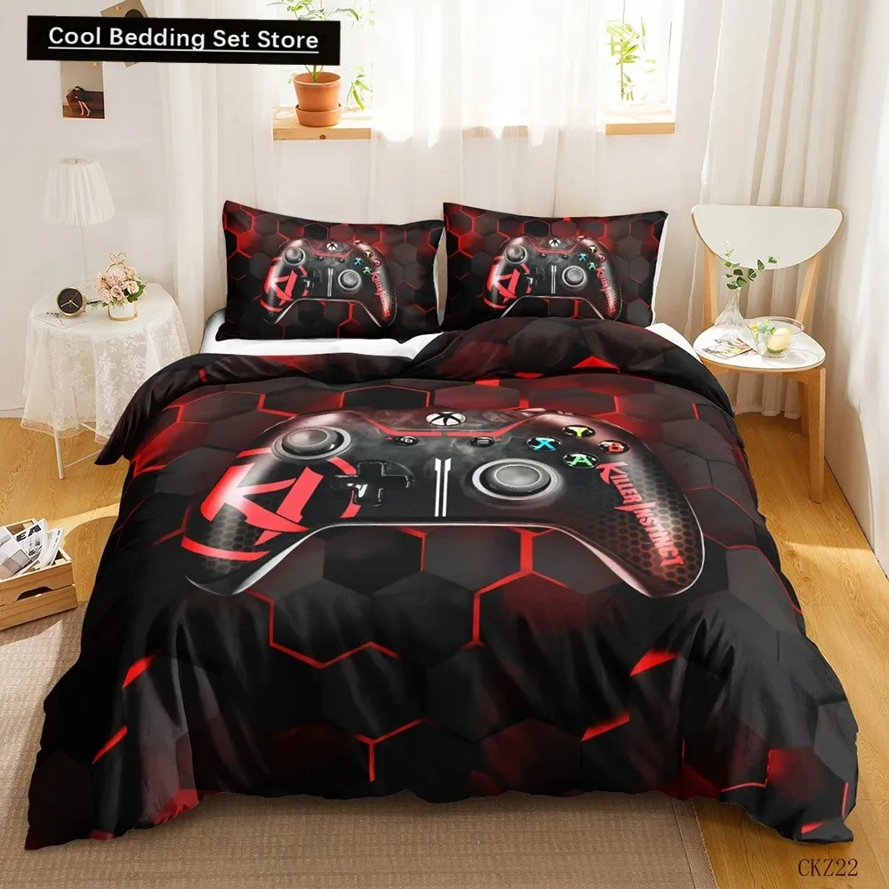 

Gamer Bedding Sets for Boy,Gamepad Controller Duvet Cover Set King Size,Video Games Comforter Cover Teens Polyester Quilt Cover