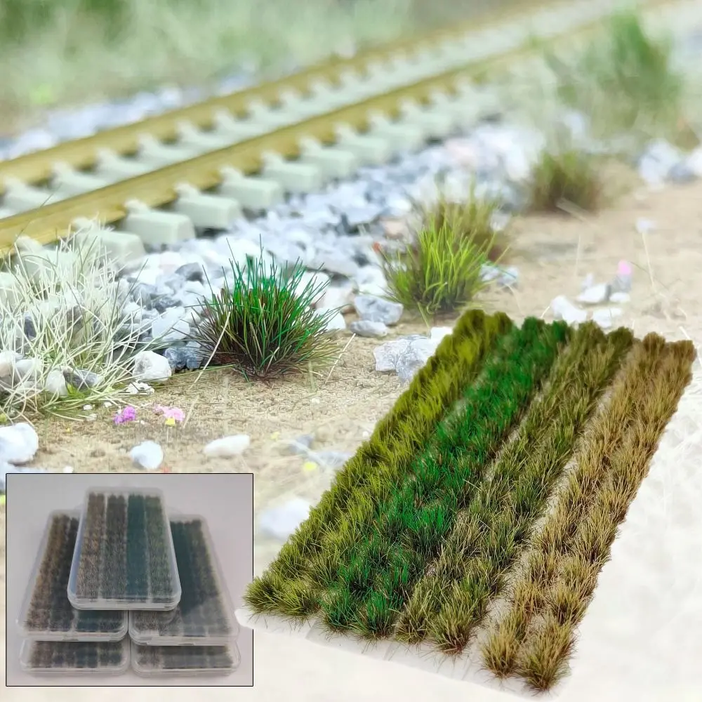 120PCS Multicolor Grass Tufts Self-Adhesive Miniature Plant Miniature Flower Grass Model Sand Table Layout 8mm Height
