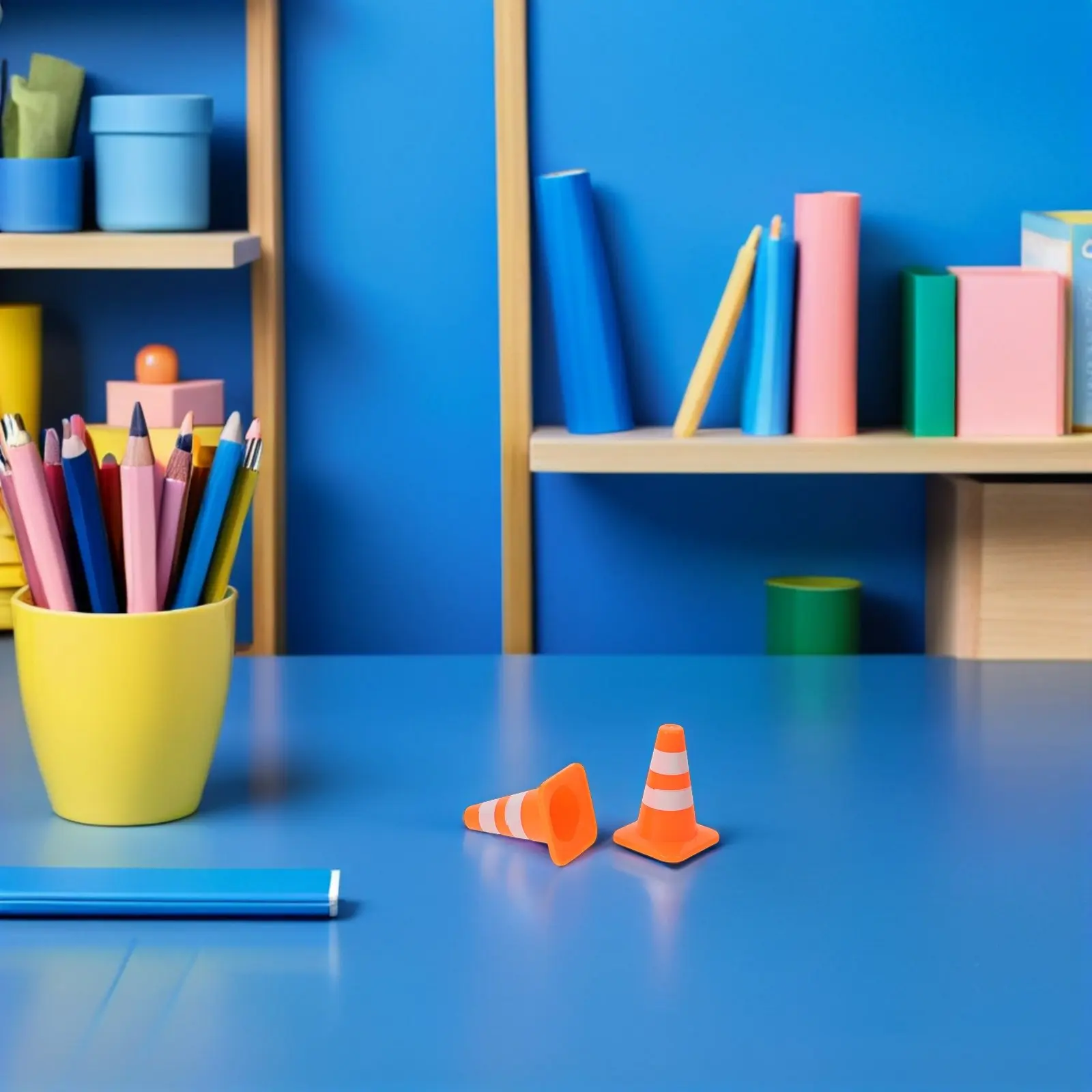 16 mini-barrières de sécurité de simulation, orange vif, format compact, matériel pédagogique, pour fêtes sur le thème de la construction