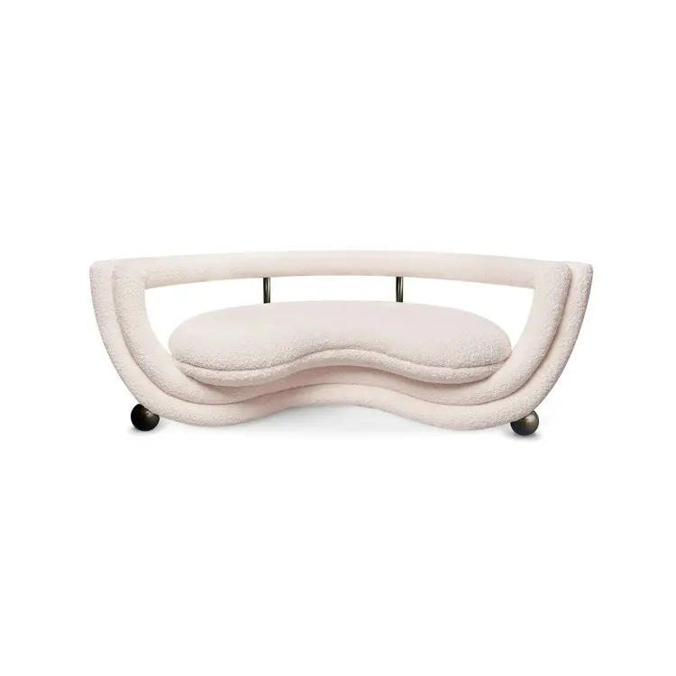 

Modern Creative Teddy Fabric Kissing Sofa One-Seater Corner Metal Frame Living Room Hotel Lobby Leisure Villa Use Cooling