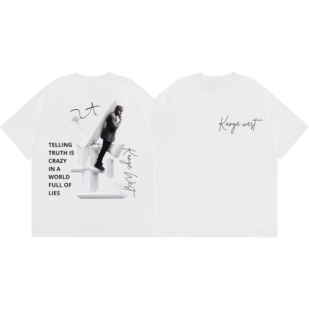 Rapper Kanye West Merch Telling Truth Is Crazy Printed Unisex T Shirt 100%Cotton Men's Women's Popular Fashion HipHop Fan Tshirt