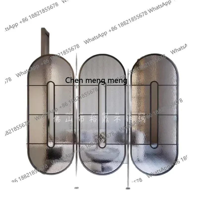 Retro Chinese stainless steel glass screen hotel restaurant sofa partition clothing store acrylic screen partition