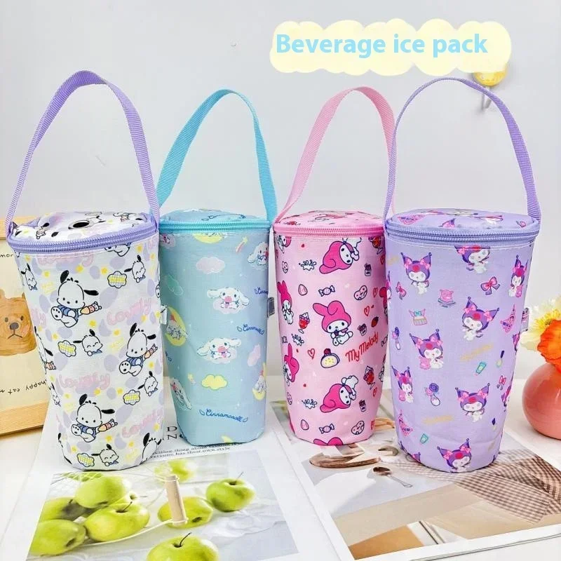 Sanrio Handheld Water Cup Bag Hello Kitty Cold Insulation Heat Preservation Portable Cartoon Water Bottle Pocket Kawaii Outdoors