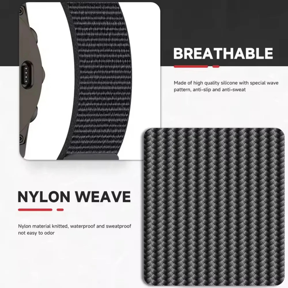 스포츠 편안한 나일론 스트랩, 가민 페닉스 8, E, 7X 프로, 엔듀로 3, 2, 아이워치 포러너 55 965 265 165, 26mm, 22mm, 20mm