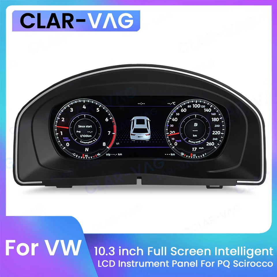 

10.3 Inch PQ Car LCD Dashboard Panel Virtual Instrument Cluster CockPit Speedometer Screen For Volkswagen Scirocco 2009-2016