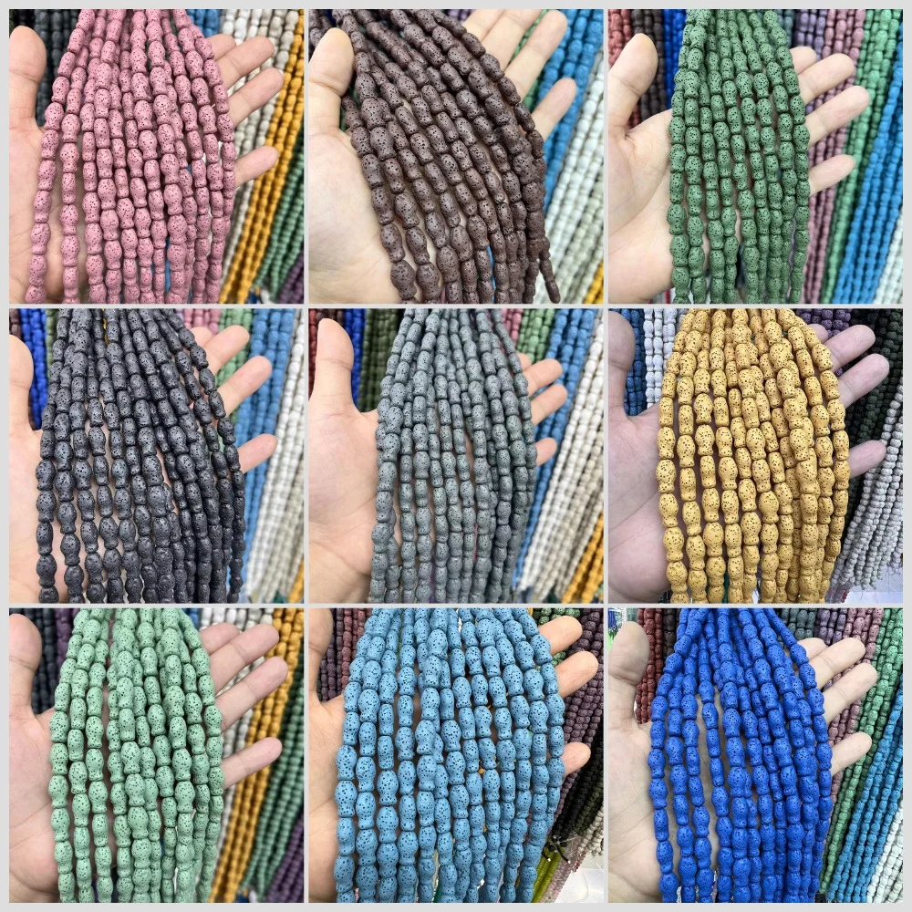 

9x14/12x21mm Volcanic Rock Bead Polished Carved Fish-Shaped Dyed Semi-Precious Stone Straight Hole Loose Bead Accessory 1Strand