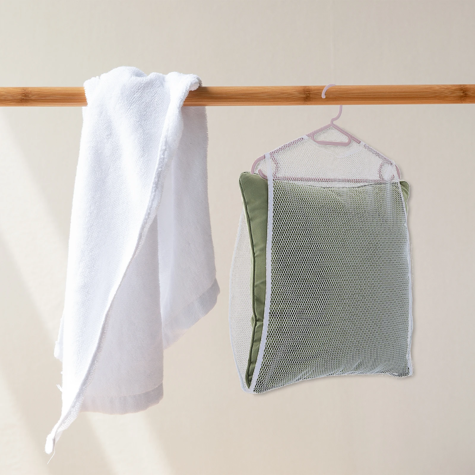 

2pcs Pillow Mesh Bag Drying Net Household Air Foldable White Multi Purpose Shoes Underwear Socks Drying Bags Storage