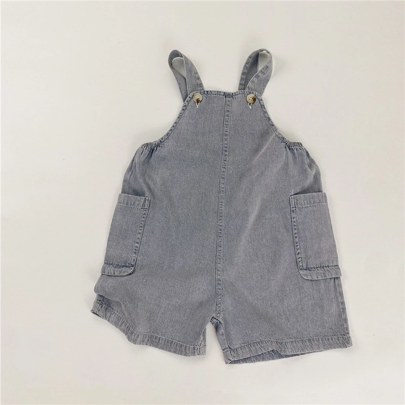 2026 Summer New Children Denim Overalls Cute Girls Loose Overalls Fashion Boys Casual Strap Pants Kids Jeans Shorts Baby Clothes