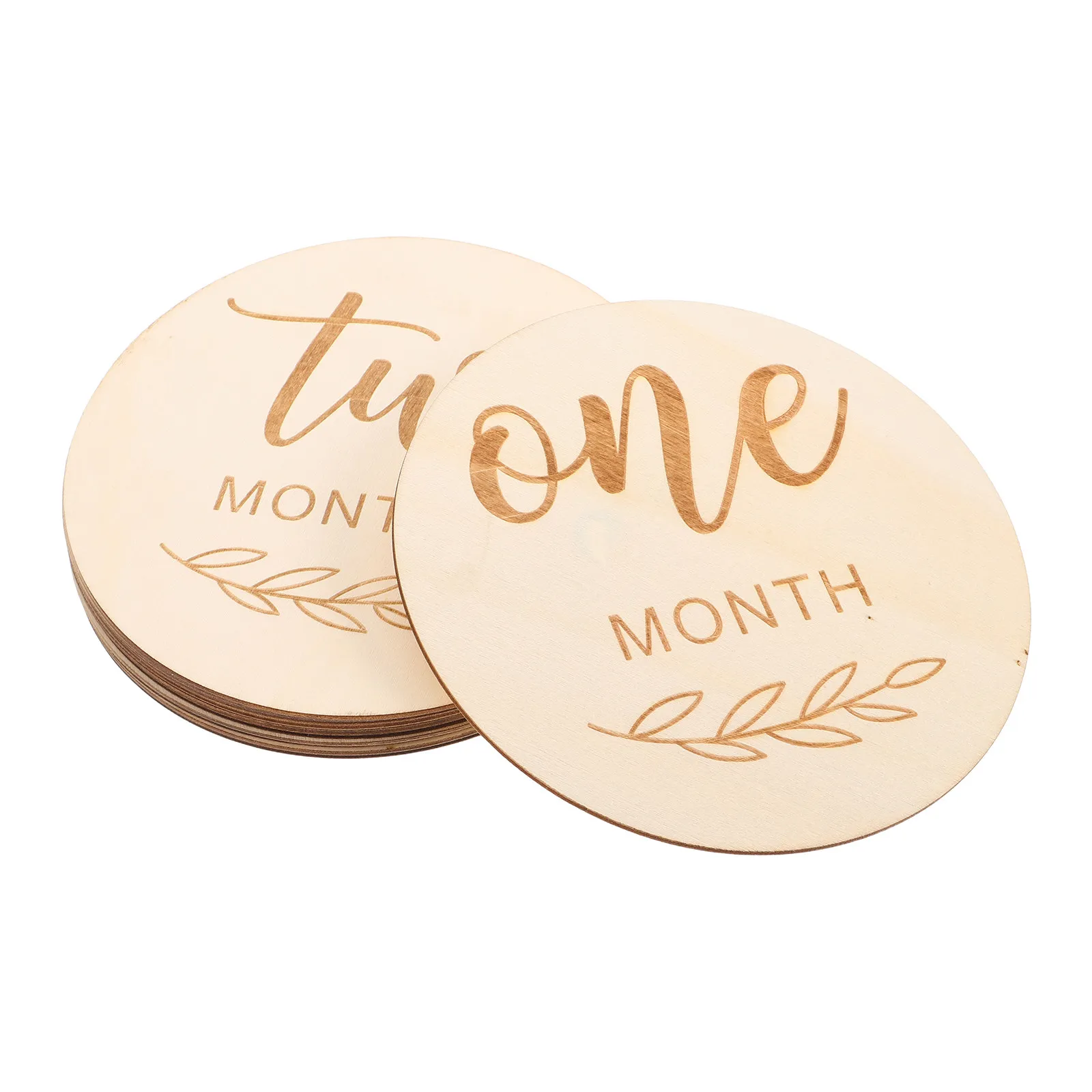 12 pcs Wooden Baby Photo Newborn Props Monthly Growth Halloween Christmas New Year Baby Photo Cards Engraved