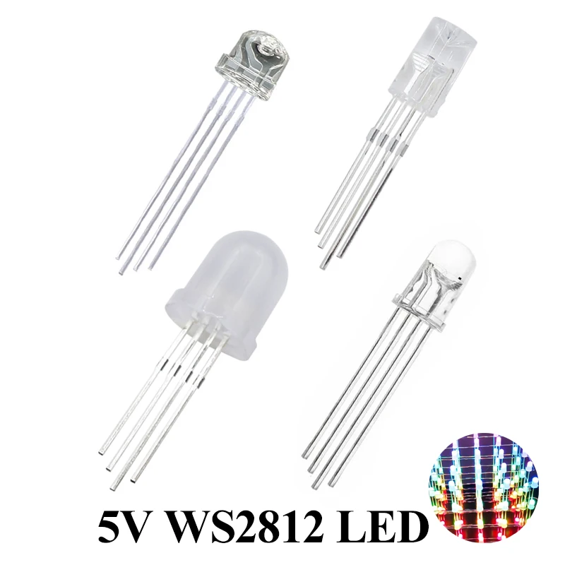 5v Ws2812 5mm Led Rgb Dip Diode Dream Color Addressable Full Color Clear Diffuse Neon Pixel Light Ws2812b Diy Drone Light