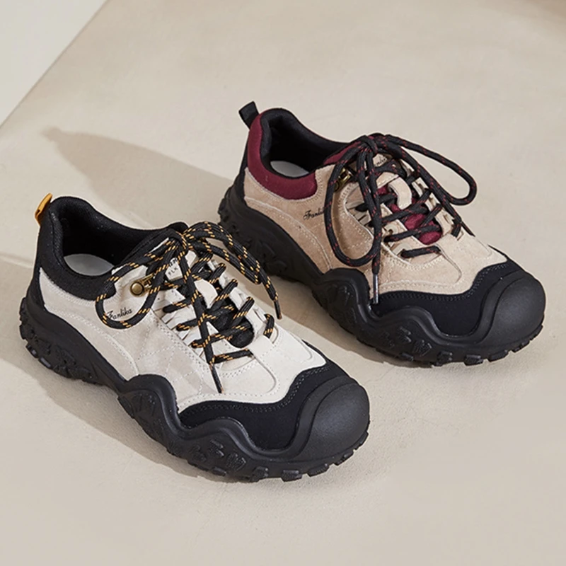 AIYUQI Women's Outdoor Hiking Sneakers Shoe Mesh Nonslip Thicksoled Casual Shoes Women Plus Size Laceup Comfortable frail Shoes