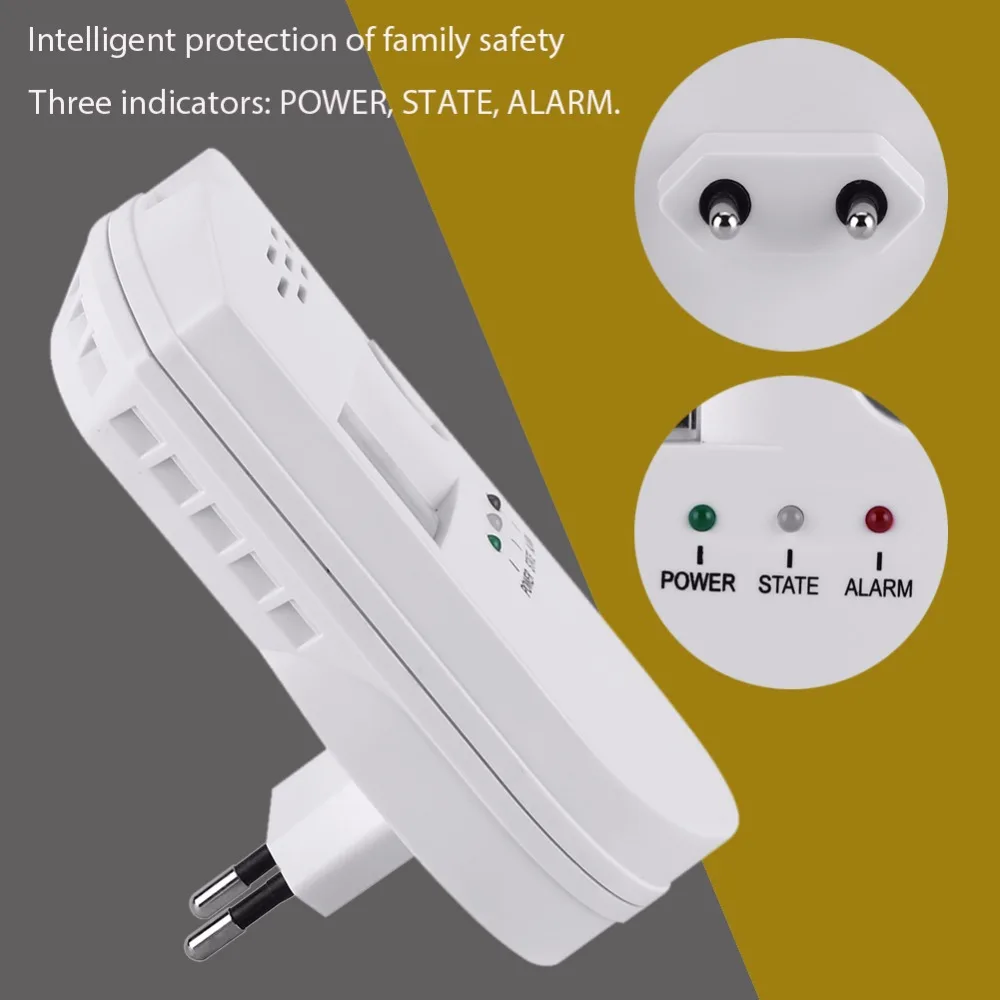 BRJ-502D plug-in digital detector de gás natural de alta sensibilidade alarme de gás doméstico monitor de vazamento de gás combustível para cozinha em casa