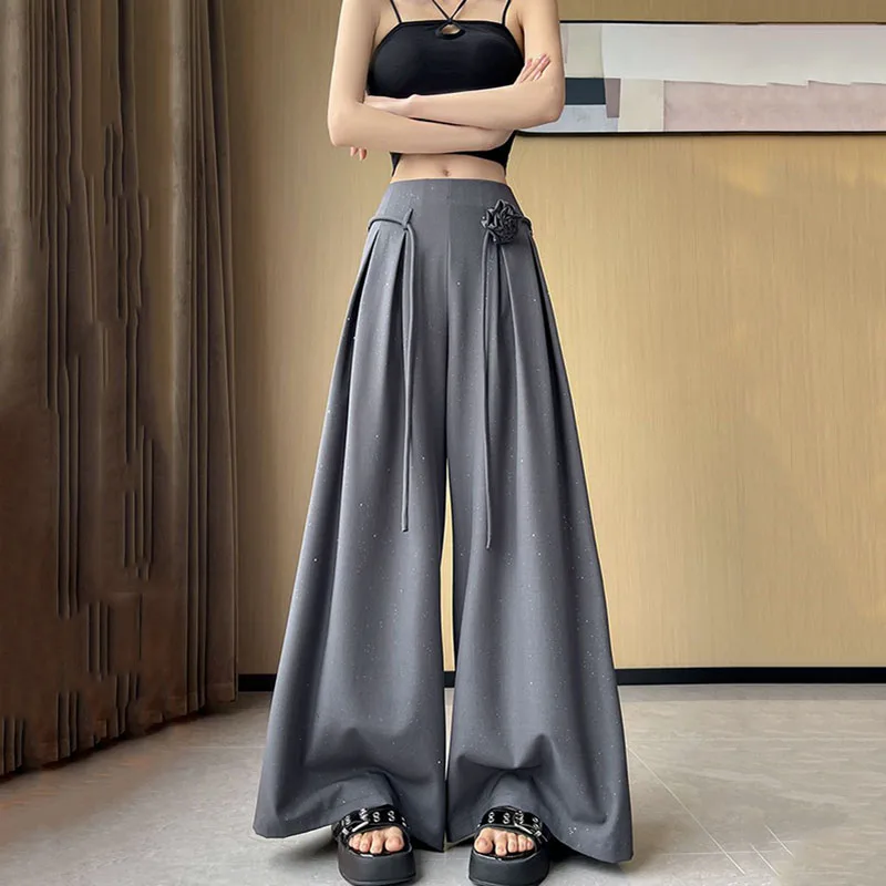 

High Waist White Suit Wide Leg Women Full Pants Spring Female Elegant Minimalism Straight Loose Trousers 2025 New Summer