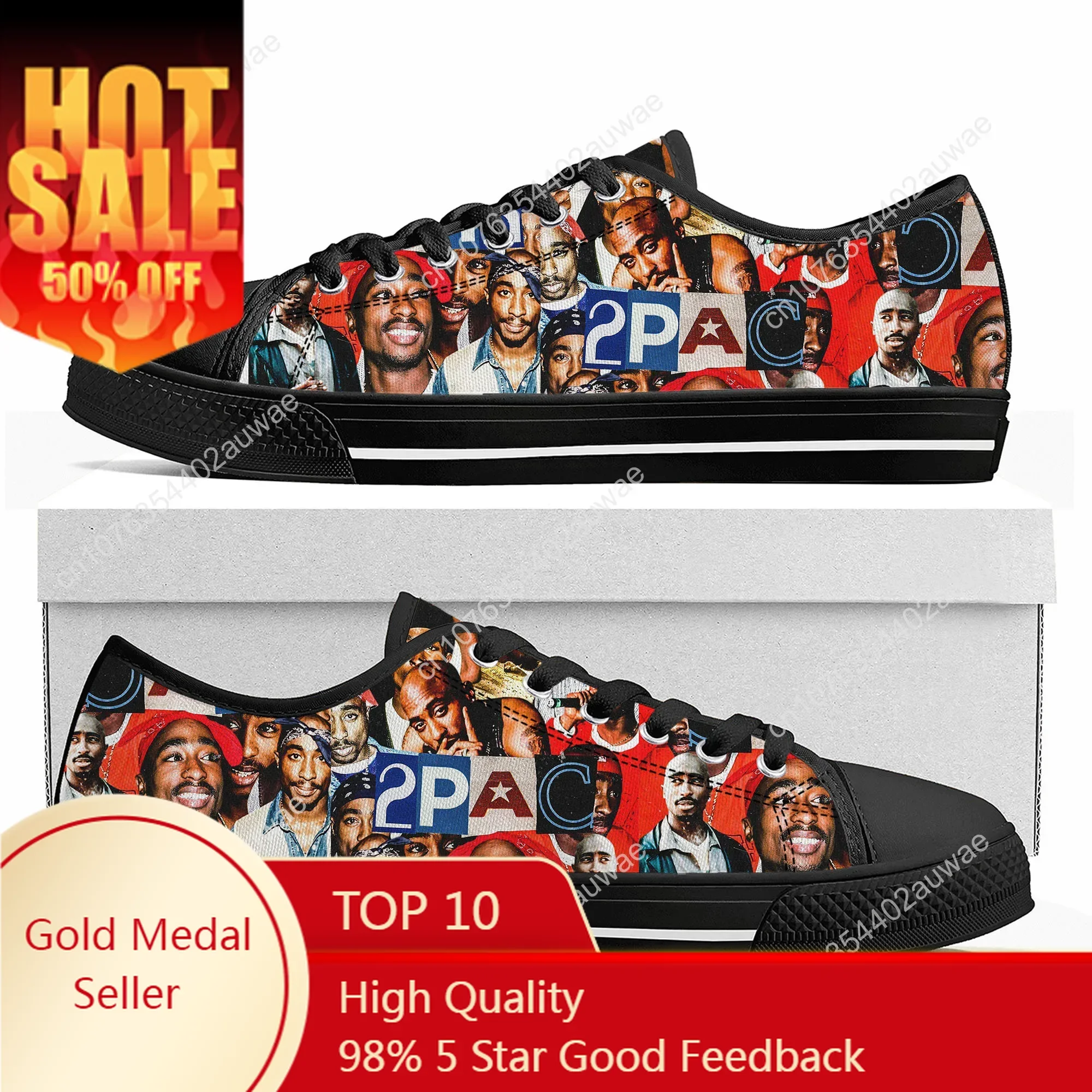 

Tupac Rapper 2Pac Shoes High Quality Low Top Sneakers Mens Women Design Personality Canvas Sneaker Custom Casual Couple Shoes