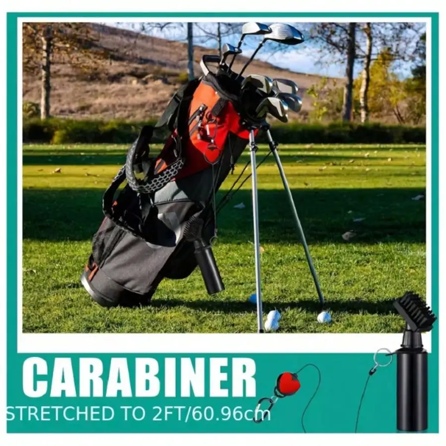 Golf Club Cleaning Water Brush, a Cute Heart-Shaped Accessory with a Retractable Buckle and a Climbing Hook-Style Golf Club Clea