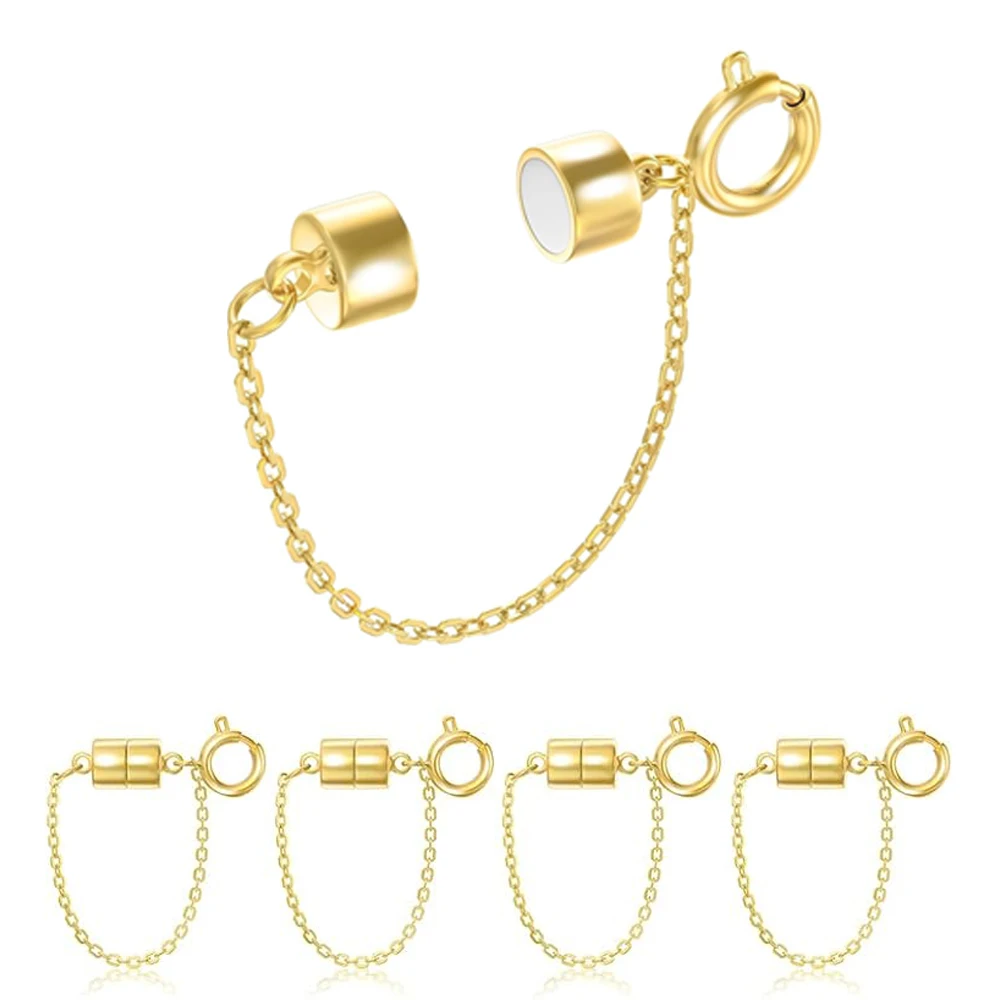 5 Stück magnetische Armbandverschlüsse und Verschlüsse mit Sicherheitskette „Never Fall“-Armbandverlängerung, Konverter, magnetische Verschlüsse für Damen
