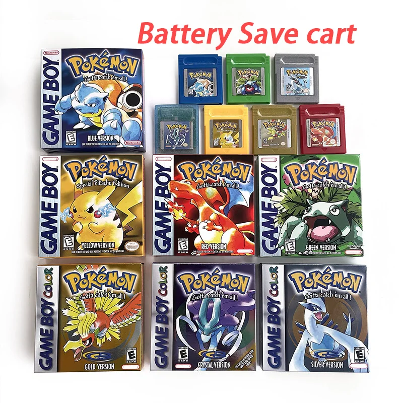 Тележка для сохранения батареи Pokemon Crystal Golden Blue Green