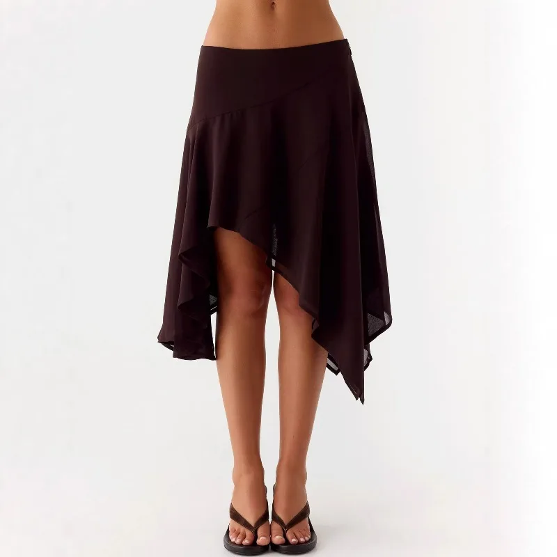 New High-waisted Irregularly Hemmed Women's Skirt Fresh and Elegant Vacation Style for International Trade in Europe and America