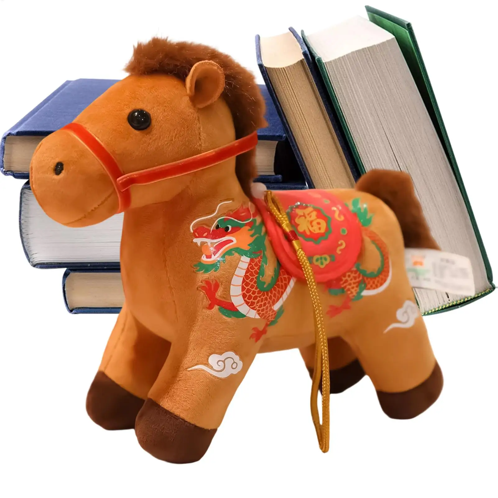2026 سنة الحصان ألعاب من نسيج مخملي دمية مريحة لينة للعام الصيني الجديد عيد الميلاد هدية عيد ميلاد وديكور المنزل هبوط السفينة