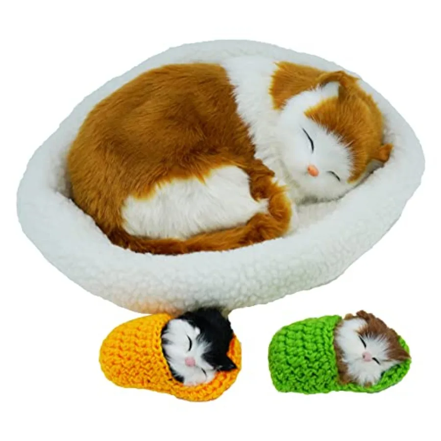 

Набор из 3 игрушек: спящие кошки на подушке, мини-котики в тапочках, декоративные фигурки, подарок для мальчиков и девочек