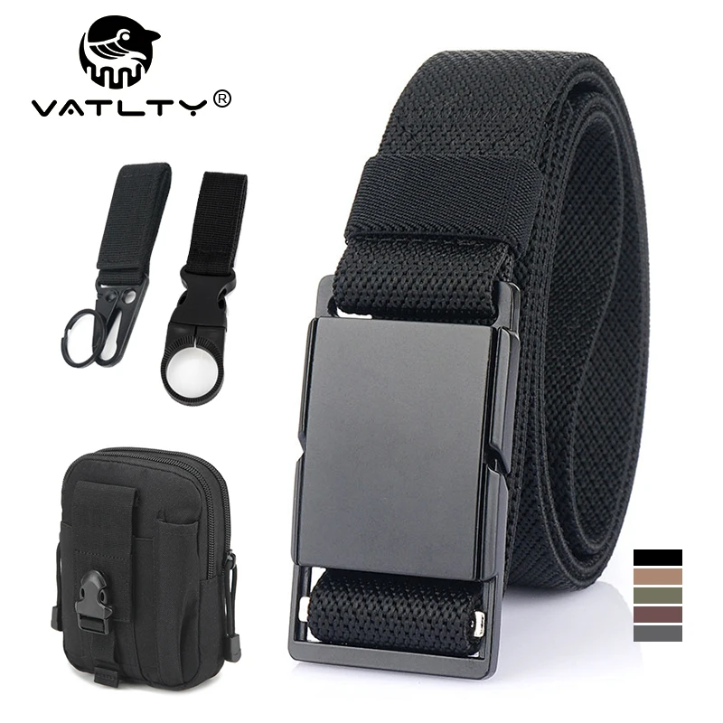 VATLTY 3.4cm Elastic Casual Belt for Men Metal Magnetic Buckle Quick Release Outdoor Work Belt Stretch Waistband Male Girdle