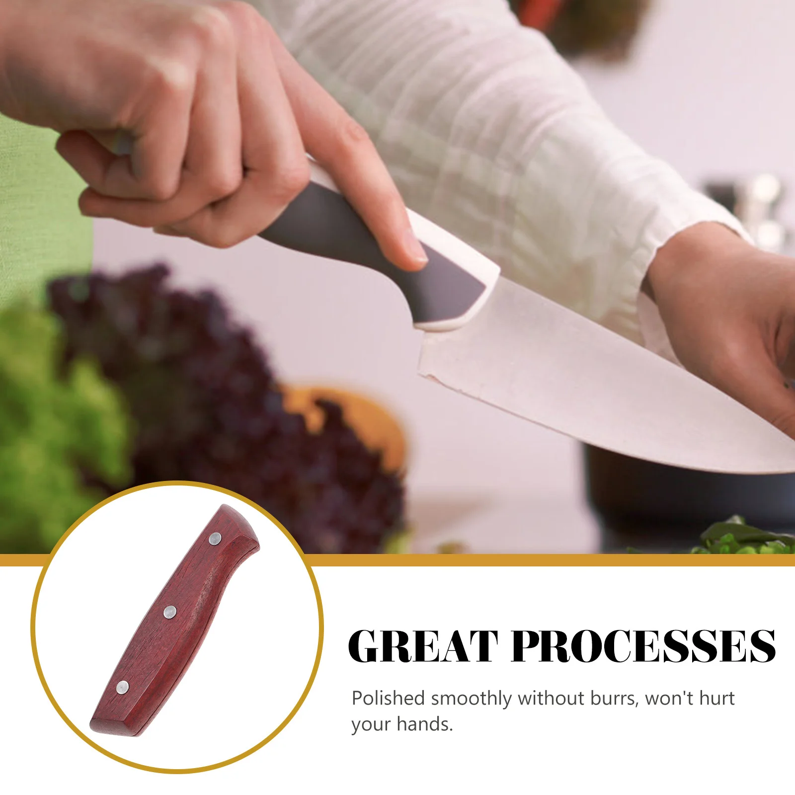 Kitchen Knife Handle Accessories The Tools Practical Grip Supply Wood Bracket Replacement Replaceable Wooden Non-skid