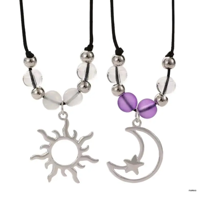 Delicate Sun and Moon Couple Necklace Add a Touch of to Your Look Party