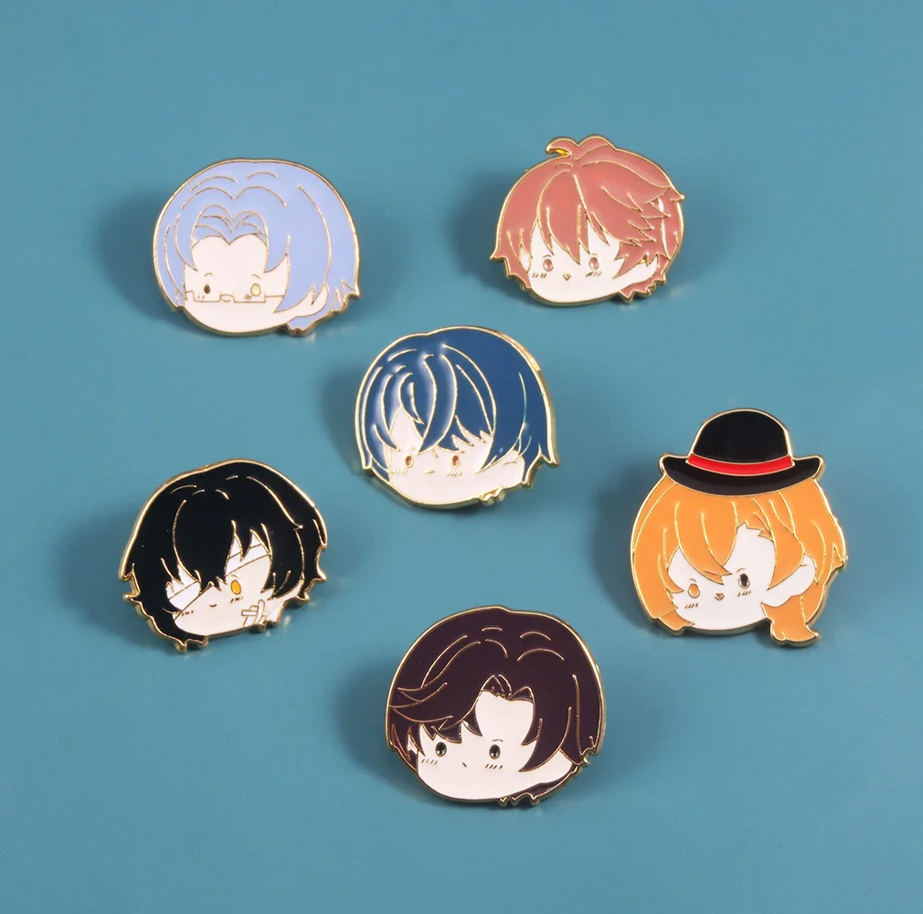 Anime Bungo Stray Dogs Pins Cartoon Dazai Osamu Enamel Badge Brooch Metal Lapel Pin for Fans Cosplay Jewelry Accessories Gift