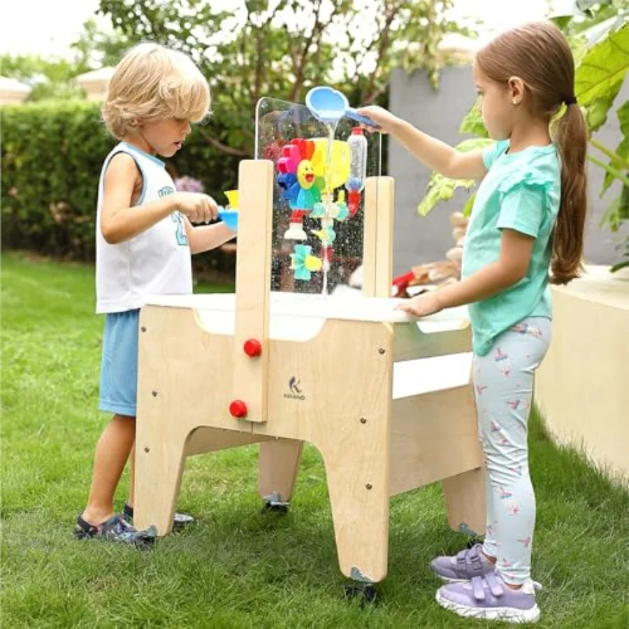 

Water Sand Sensory Table for Toddlers Outdoor Activity with Lockable Casters Transparent Plexiglass Overlay in Clear for Doodli