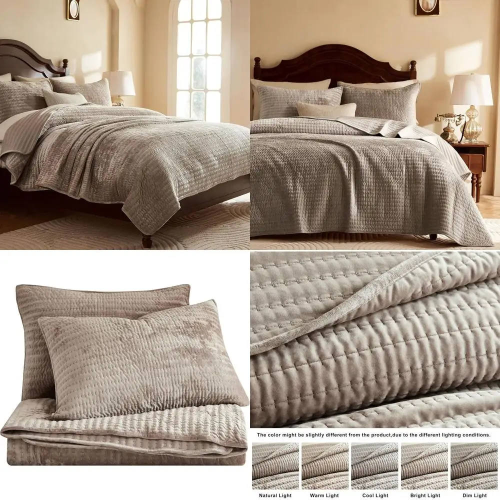 

Комплект постельного белья King Size из вельвета – коричневый, телесный, бежевый, с полосками, с вышивкой, легкое покрывало, в стиле кантри, рустик