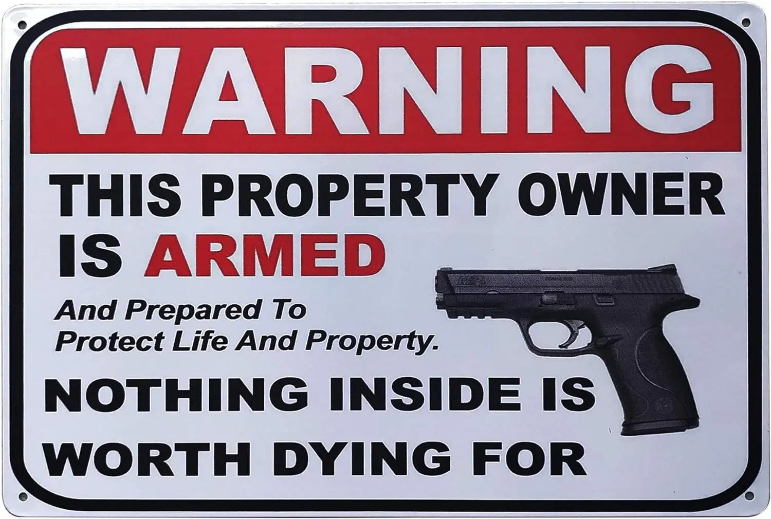 Gun Sign The Owner of This Property is Armed Sign Warning Protected Security Metal Sign Indoor Outdoor Plaque Farm Fresh Yard Ti