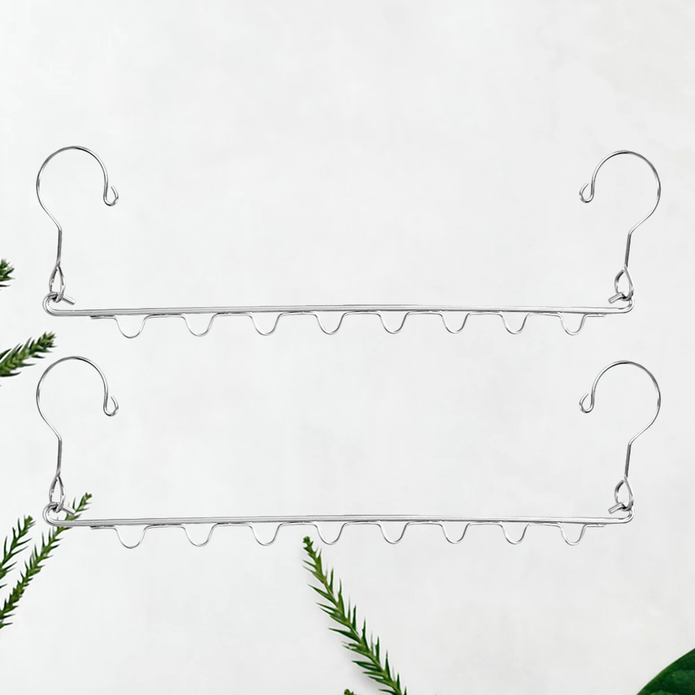 

2 Pcs Eight Hole Clothes Rack Hanging Storage Hanger Drying Fold Hangers Organizer