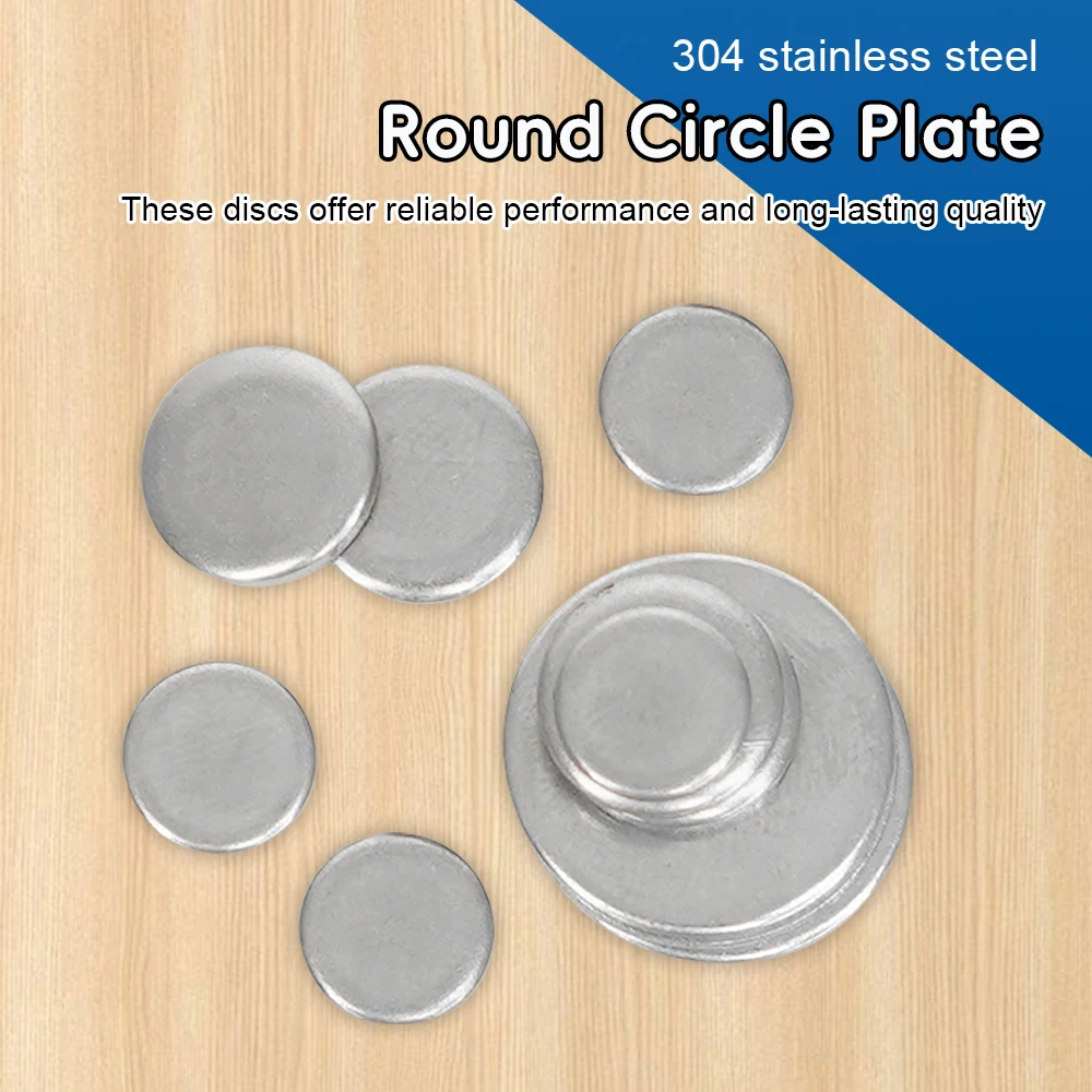 NINDEJIN 1-20pcs Solid Flat Round Disc 304 Stainless Steel 6-65mm Metal Plate Circular Sheet Flat Pad Washer without Hole