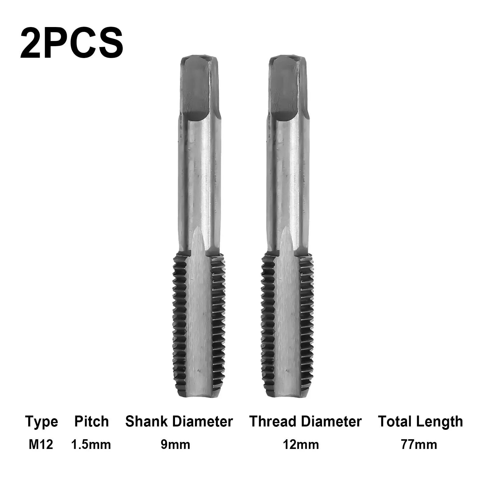 2 uds HSS 12mm X 1,5 grifo cónico y enchufe métrico rosca derecha X 1,5mm grifos de acero de alta velocidad accesorios de herramientas manuales