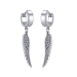 Fashion Wings Stainless Steel Hoop Earrings For Men Women Birthday Jewelry